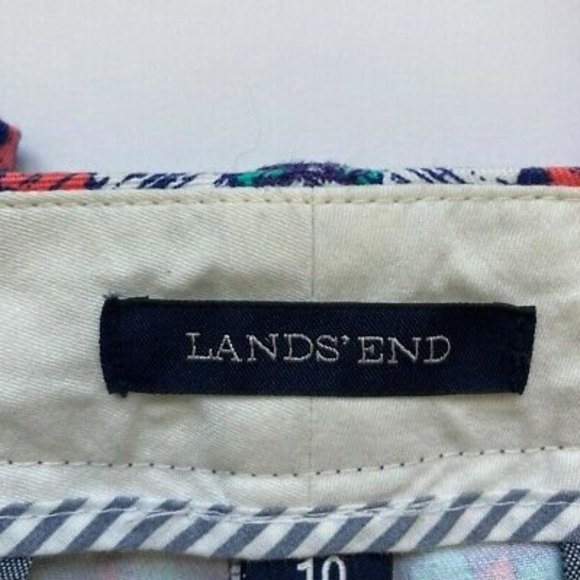 Lands End Chino Pants Women Size 10 Straight Leg 11" Rise Bright Colorful Aztec - Picture 9 of 12